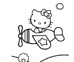 Coloriage hello kitty avion